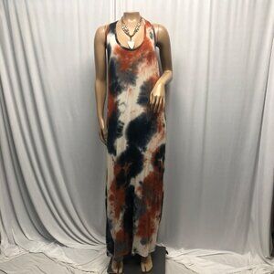 Soft Stitch Tie Dye Maxi Dress Womens Size XL Sleeveless Razor Back Lightweight